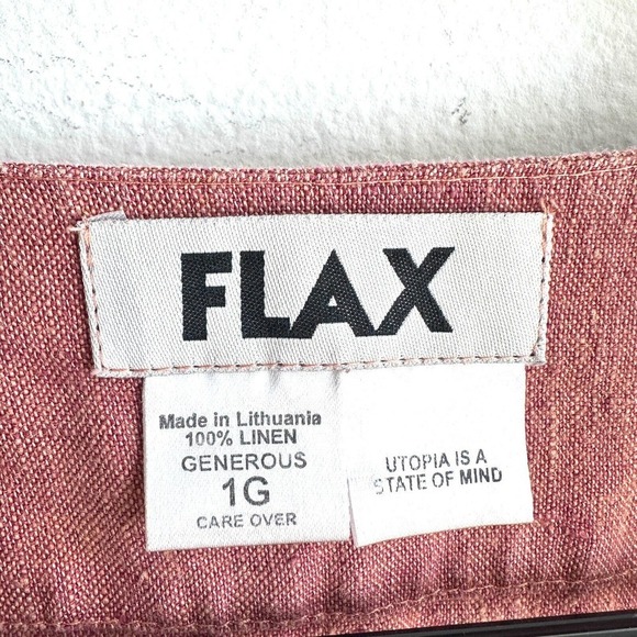 Flax Womens Top 1G Pink/orange Linen Lagenlook Button Up Shirt Relaxed - Picture 4 of 4